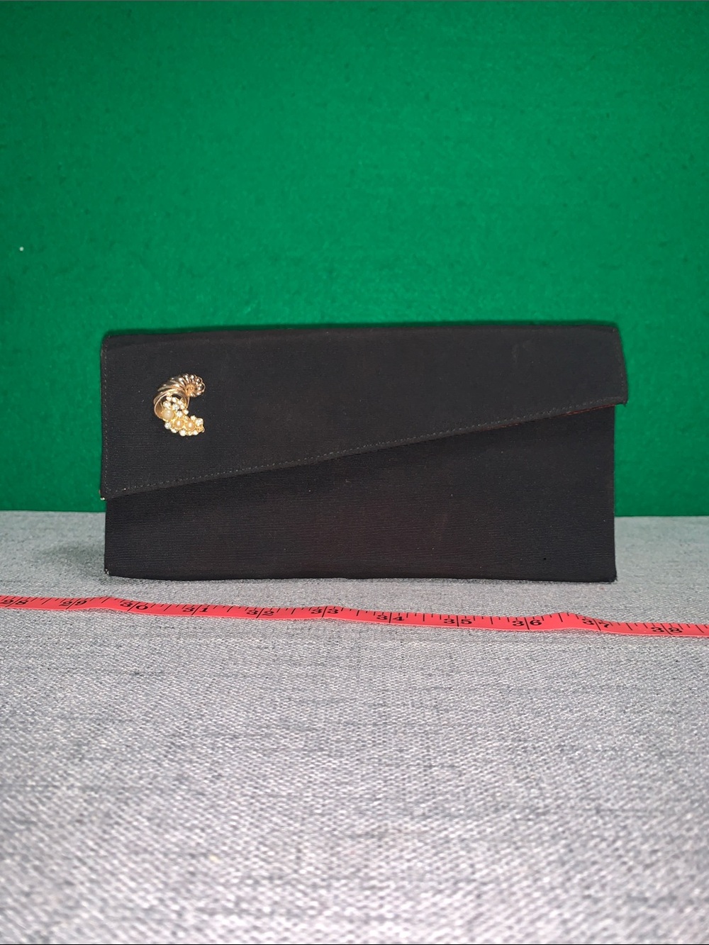 Black Evening Clutch with Gold Accent